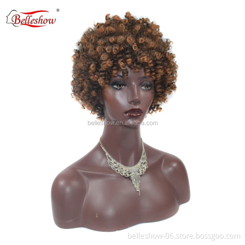 Hot sell wholesale cheap Europe and  popular small roll short hair head wig hat Hot selling African short curly wigs